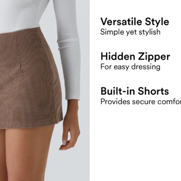 Halara High Waisted 2-in-1 A Line Mini Corduroy Skirt Small NWT - Picture 2 of 5